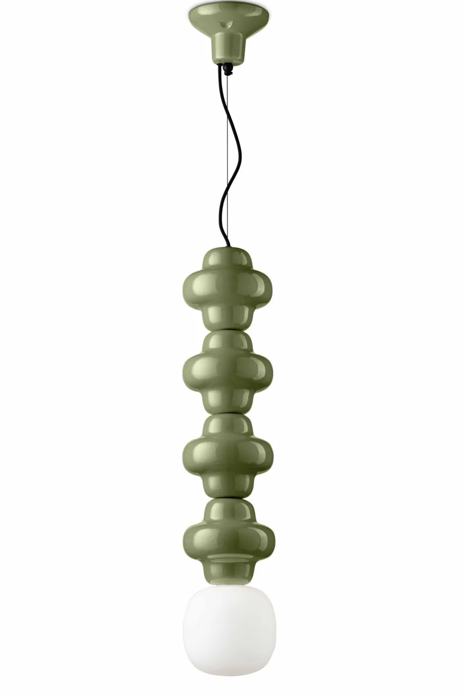 Ferroluce Pendelleuchte Glas Keramik E14 Grün Weiß Retro< Wohnzimmerlampen|Glaslampen
