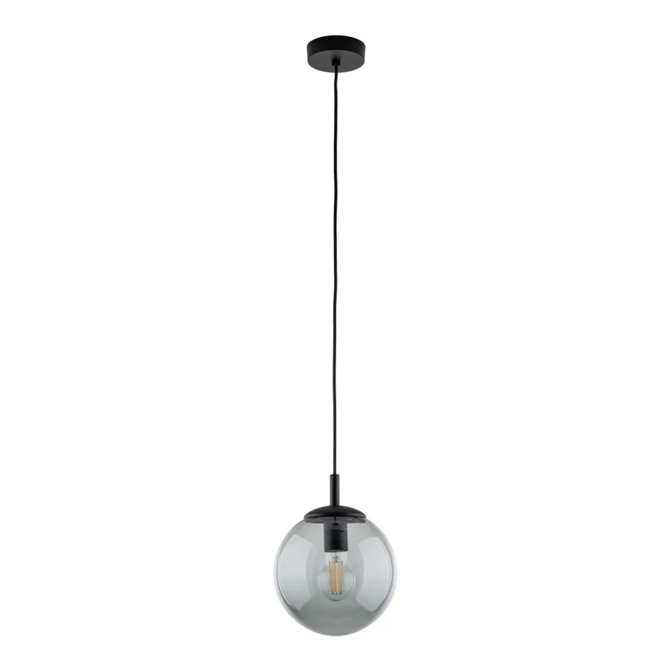 Hängelampen|Esszimmer Lampen*TK Lighting Pendelleuchte Glas Kugel Ø 30 cm Schwarz Grau E27 BRYCE