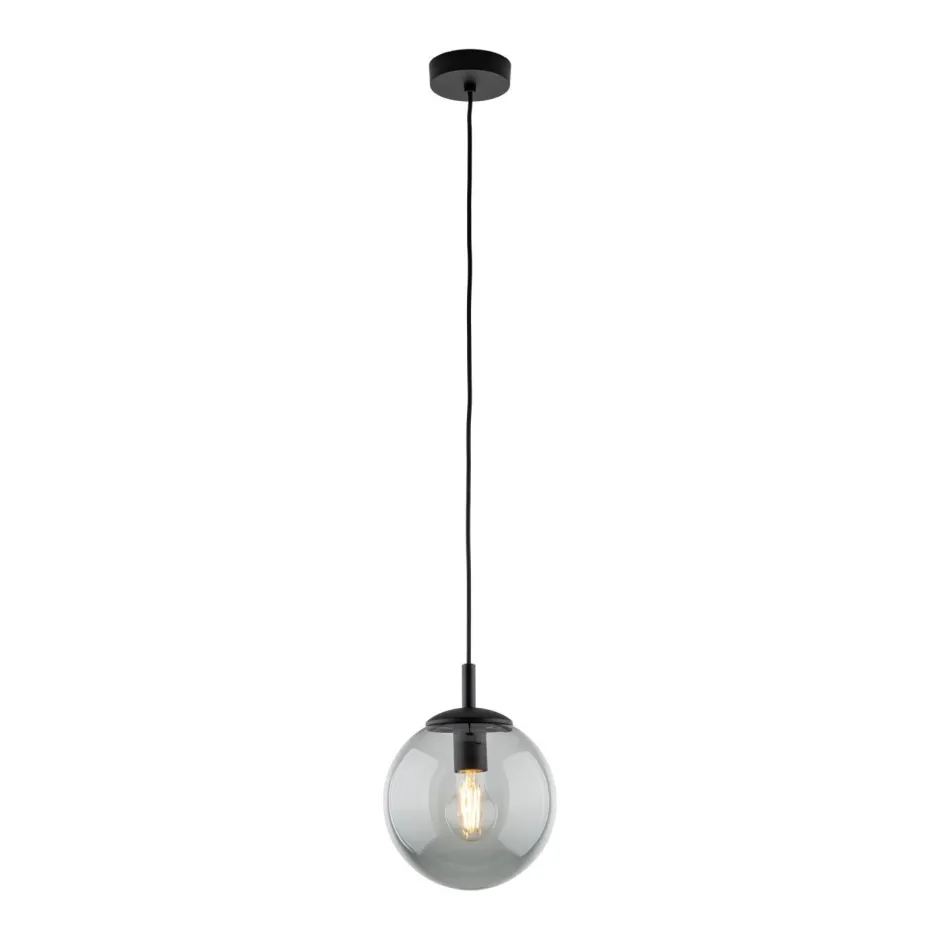 Hängelampen|Esszimmer Lampen*TK Lighting Pendelleuchte Glas Kugel Ø 30 cm Schwarz Grau E27 BRYCE