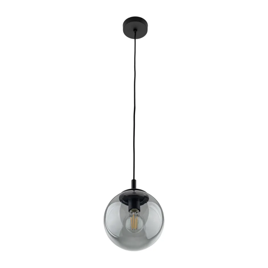 Hängelampen|Esszimmer Lampen*TK Lighting Pendelleuchte Glas Kugel Ø 30 cm Schwarz Grau E27 BRYCE