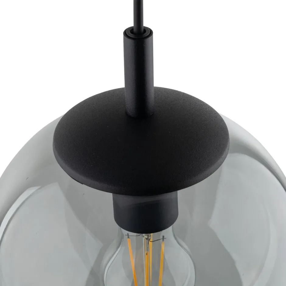 Hängelampen|Esszimmer Lampen*TK Lighting Pendelleuchte Glas Kugel Ø 30 cm Schwarz Grau E27 BRYCE