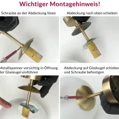 Giovanni Battista Pendelleuchte Glas Kugel Echt-Messing rund Esstisch< Hängelampen|Kugellampen