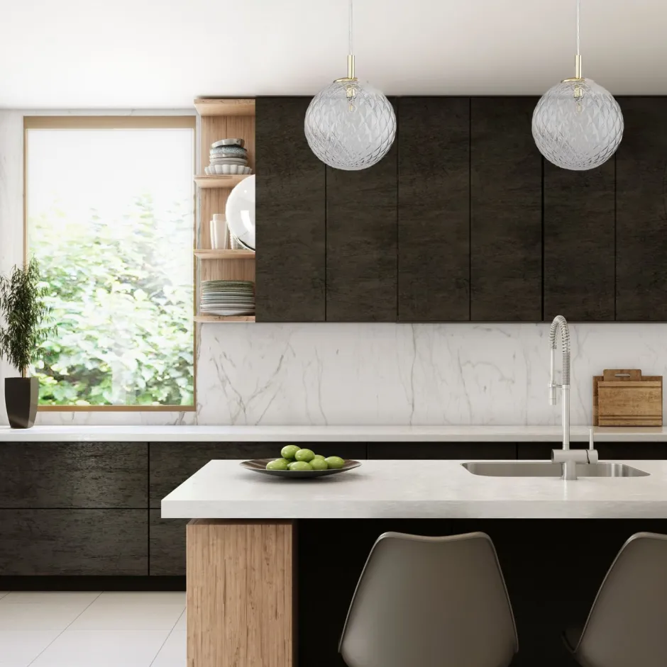 Jugendstil Lampen|Kugellampen*TK Lighting Pendelleuchte Glas Kugel Ø 21 cm in Gold verstellbar