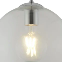 Wohnzimmerlampen|Glaslampen*Searchlight Pendelleuchte Glas Kugel Ø 25 cm Klar Chrom für E27