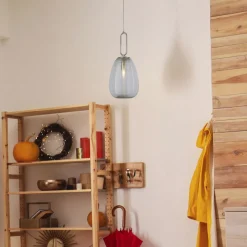 Hängelampen|Esszimmer Lampen*Searchlight Pendelleuchte Glas Metall Ø 24 cm H: 1,3 m verstellbar E27