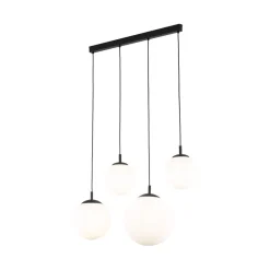 TK Lighting Pendelleuchte Glas Metall L: 87cm Schwarz Weiß E27 4-flammig< Hängelampen|Esszimmer Lampen