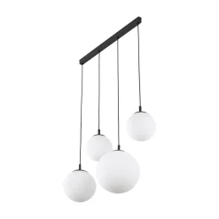 TK Lighting Pendelleuchte Glas Metall L: 87cm Schwarz Weiß E27 4-flammig< Hängelampen|Esszimmer Lampen