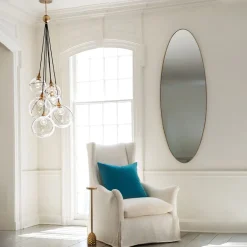 Elstead Pendelleuchte Glas Metall E27 B: 58,9 cm Kugelschirm< Bürolampen|Wohnzimmerlampen