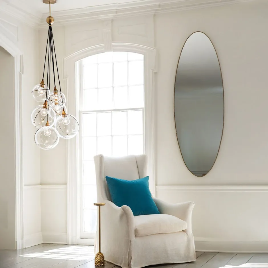 Elstead Pendelleuchte Glas Metall E27 B: 58,9 cm Kugelschirm< Bürolampen|Wohnzimmerlampen