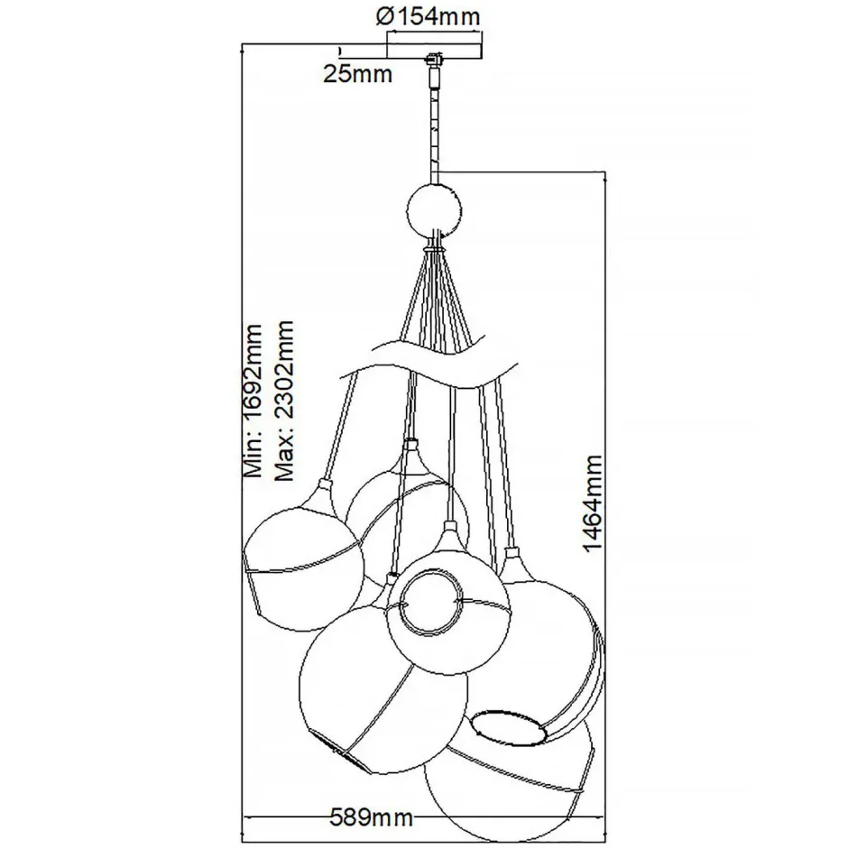 Elstead Pendelleuchte Glas Metall E27 B: 58,9 cm Kugelschirm< Bürolampen|Wohnzimmerlampen