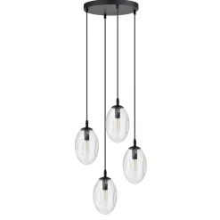 Emibig Pendelleuchte Glas Metall verstellbar 4-flammig E14< Hängelampen|Bürolampen