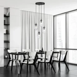 Emibig Pendelleuchte Glas Metall verstellbar 4-flammig E14< Hängelampen|Bürolampen