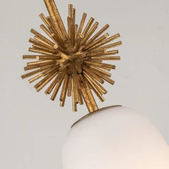 Elstead Pendelleuchte Glas Metall Ø 18,4 cm E27 Gold antik Weiß< Hängelampen|Bürolampen