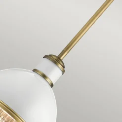 Hängelampen|Bürolampen*Elstead Pendelleuchte Glas Metall E27 Ø 20,4 cm in Messing Weiß