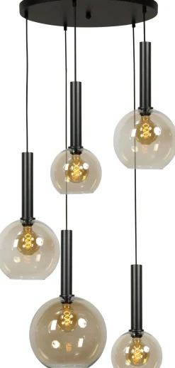 Hängelampen|Kugellampen*Masterlight Pendelleuchte Glas Metall verstellbar E27 Schwarz Rauch