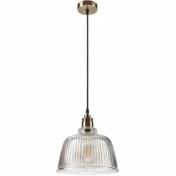 Lamkur Pendelleuchte Glas Metall E27 Ø 28 cm Vintage Esszimmer< Küchenlampen|Vintage Lampen