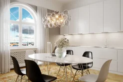 By Rydéns Pendelleuchte Glas Metall L: 80 cm H: max. 120 cm in Gold< Hängelampen|Bürolampen