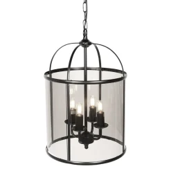 Steinhauer Pendelleuchte Glas Metall Schwarz Rauchgrau B:31 cm E14< Hängelampen|Bürolampen