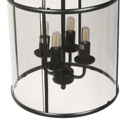 Steinhauer Pendelleuchte Glas Metall Schwarz Rauchgrau B:31 cm E14< Hängelampen|Bürolampen