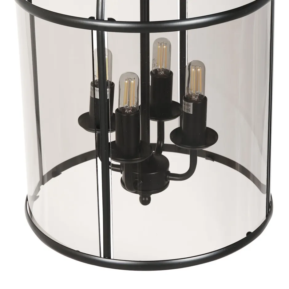 Steinhauer Pendelleuchte Glas Metall Schwarz Rauchgrau B:31 cm E14< Hängelampen|Bürolampen