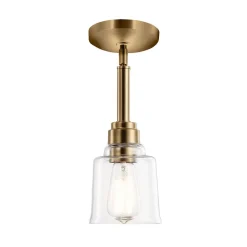 Elstead Pendelleuchte Glas Metall Ø 12,4 cm Vintage in Messing< Hängelampen|Bürolampen