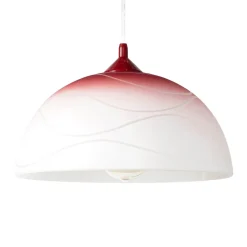 Hängelampen|Esszimmer Lampen*Lamkur Pendelleuchte Glas Rot Weiß rund Retro Küche Esstisch