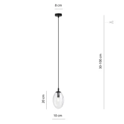 Bürolampen|Küchenlampen*Emibig Pendelleuchte Glas Schirm Ø 12 cm Schwarz Transparent