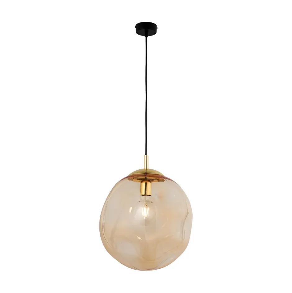 Hängelampen|Esszimmer Lampen*TK Lighting Pendelleuchte Glas Schirm in Bernstein Gold E27 Esstisch