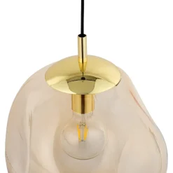 Hängelampen|Esszimmer Lampen*TK Lighting Pendelleuchte Glas Schirm in Bernstein Gold E27 Esstisch