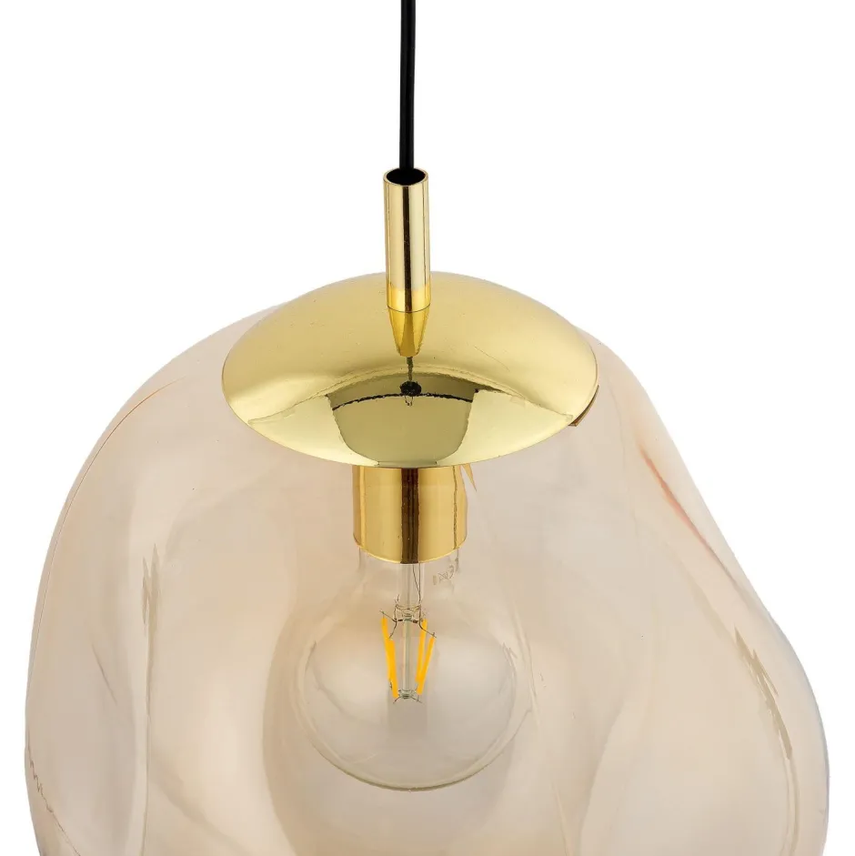 Hängelampen|Esszimmer Lampen*TK Lighting Pendelleuchte Glas Schirm in Bernstein Gold E27 Esstisch