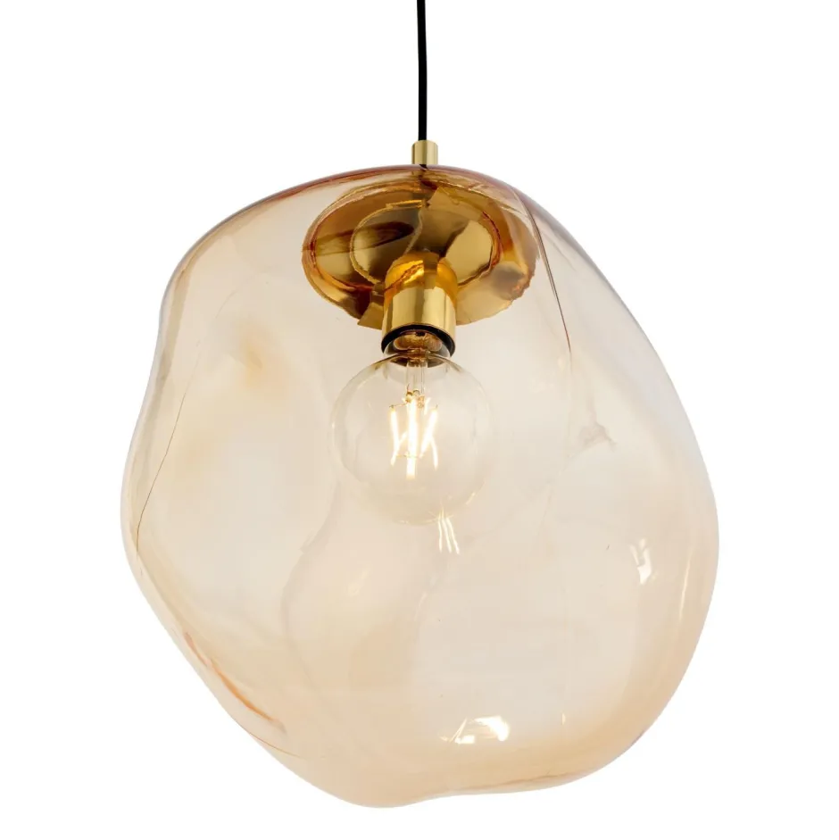 Hängelampen|Esszimmer Lampen*TK Lighting Pendelleuchte Glas Schirm in Bernstein Gold E27 Esstisch