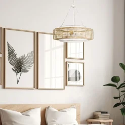 Hängelampen|Bürolampen*Elstead Pendelleuchte Glas Seil Metall E27 D: 50,4 cm rund 4x E27