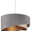 Hängelampen|Esszimmer Lampen*BPS Koncept Pendelleuchte Grau Beige Gold Ø50cm Stoff Esstisch