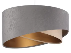 Hängelampen|Esszimmer Lampen*BPS Koncept Pendelleuchte Grau Beige Gold Ø50cm Stoff Esstisch