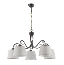 Jupiter Pendelleuchte Grau Braun Ø80cm 5-armig Hängelampe< Stofflampen|Wohnzimmerlampen