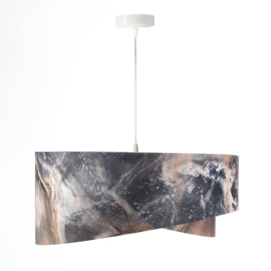 Bürolampen|Schlafzimmer Lampen*BPS Koncept Pendelleuchte Grau Gold E27 rund D: 50 cm E27 Stoffschirm