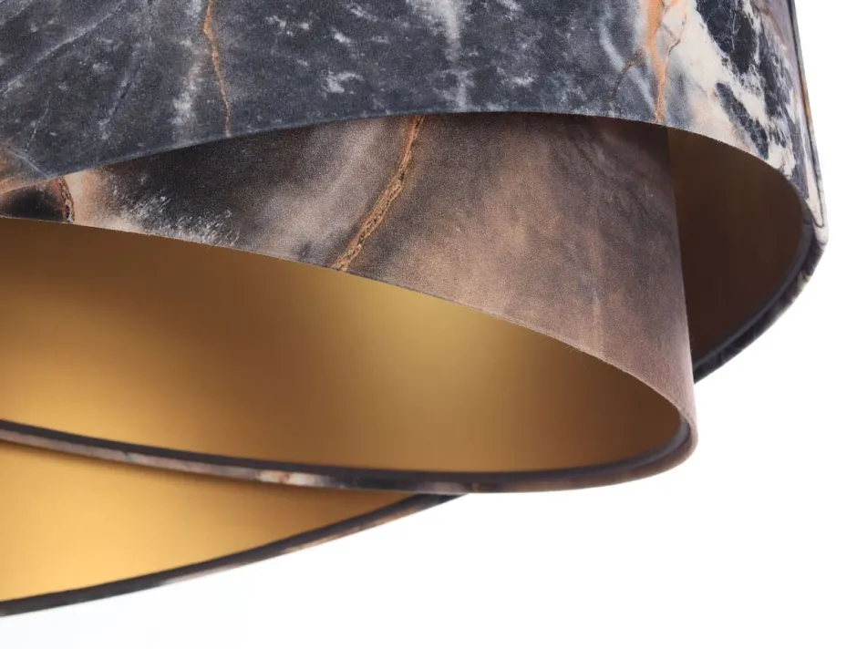 Bürolampen|Schlafzimmer Lampen*BPS Koncept Pendelleuchte Grau Gold E27 rund D: 50 cm E27 Stoffschirm