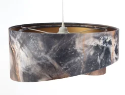 Bürolampen|Schlafzimmer Lampen*BPS Koncept Pendelleuchte Grau Gold E27 rund D: 50 cm E27 Stoffschirm