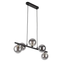 Hängelampen|Esszimmer Lampen*TK Lighting Pendelleuchte Grau Schwarz Metall Glas 5-flammig