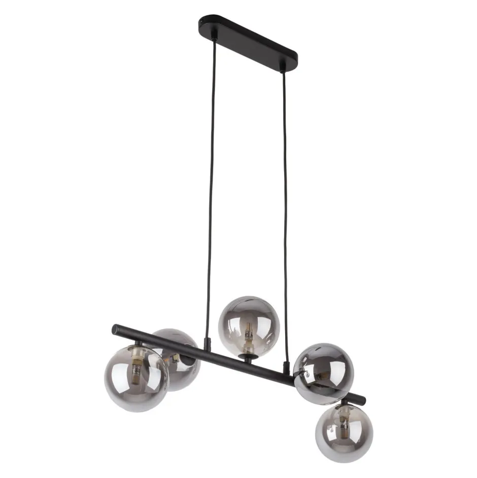 Hängelampen|Esszimmer Lampen*TK Lighting Pendelleuchte Grau Schwarz Metall Glas 5-flammig