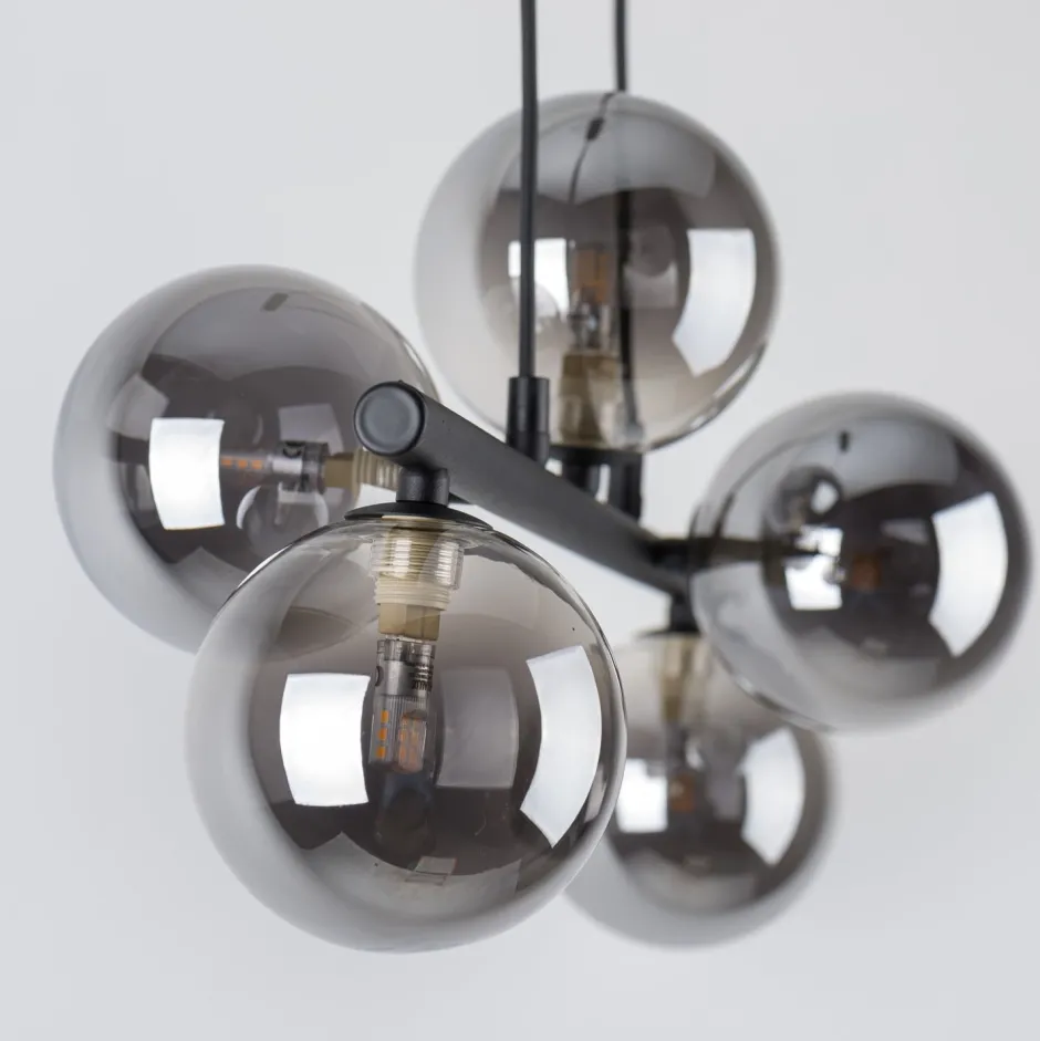 Hängelampen|Esszimmer Lampen*TK Lighting Pendelleuchte Grau Schwarz Metall Glas 5-flammig