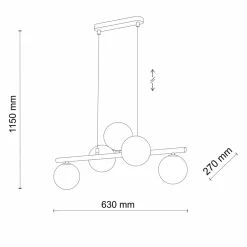 Hängelampen|Esszimmer Lampen*TK Lighting Pendelleuchte Grau Schwarz Metall Glas 5-flammig