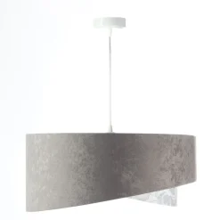 Hängelampen|Bürolampen*BPS Koncept Pendelleuchte Grau Weiß Ø 50 cm Stoffschirm Velours Optik