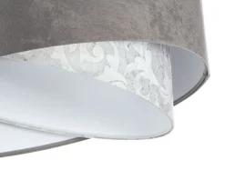 Hängelampen|Bürolampen*BPS Koncept Pendelleuchte Grau Weiß Ø 50 cm Stoffschirm Velours Optik