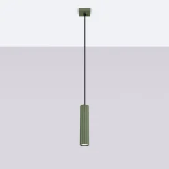 Wohnzimmerlampen|Metall Lampen*Sollux Pendelleuchte Grün schmal B: 8 cm H: max. 118 cm GU10 Modern
