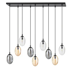 Bürolampen|Küchenlampen*Emibig Pendelleuchte groß Rauchglas 100 cm lang 9x E14 CARLU