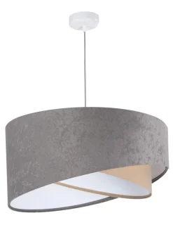 Hängelampen|Moderne Lampen*BPS Koncept Pendelleuchte Großer Schirm Grau Beige Weiß Stoff