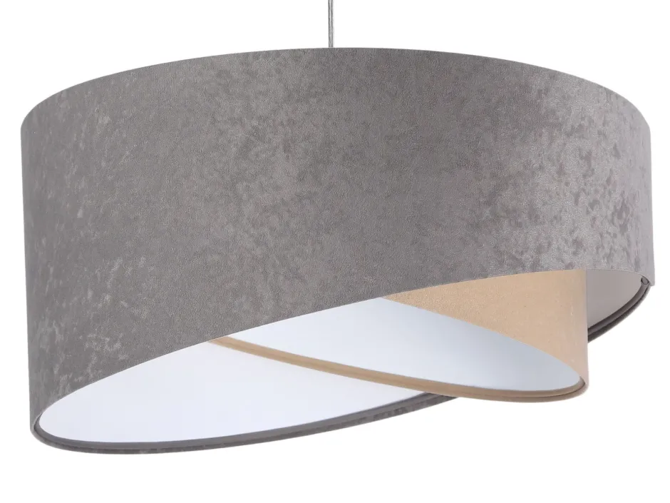 Hängelampen|Moderne Lampen*BPS Koncept Pendelleuchte Großer Schirm Grau Beige Weiß Stoff