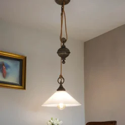 Glaslampen|Metall Lampen*Giovanni Battista Pendelleuchte Höhenverstellbar aus echtem Messing