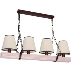 Luminex Pendelleuchte Holz Balken B: 72 cm 4x E27 Braun Beige< Hängelampen|Esszimmer Lampen